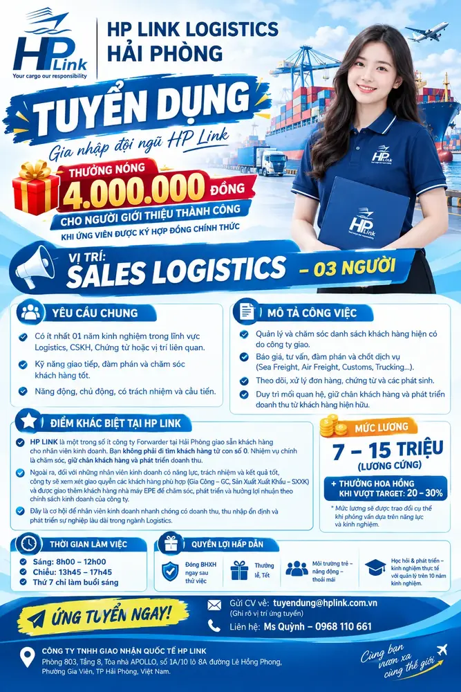 HP LINK LOGISTICS HẢI PHÒNG TUYỂN DỤNG