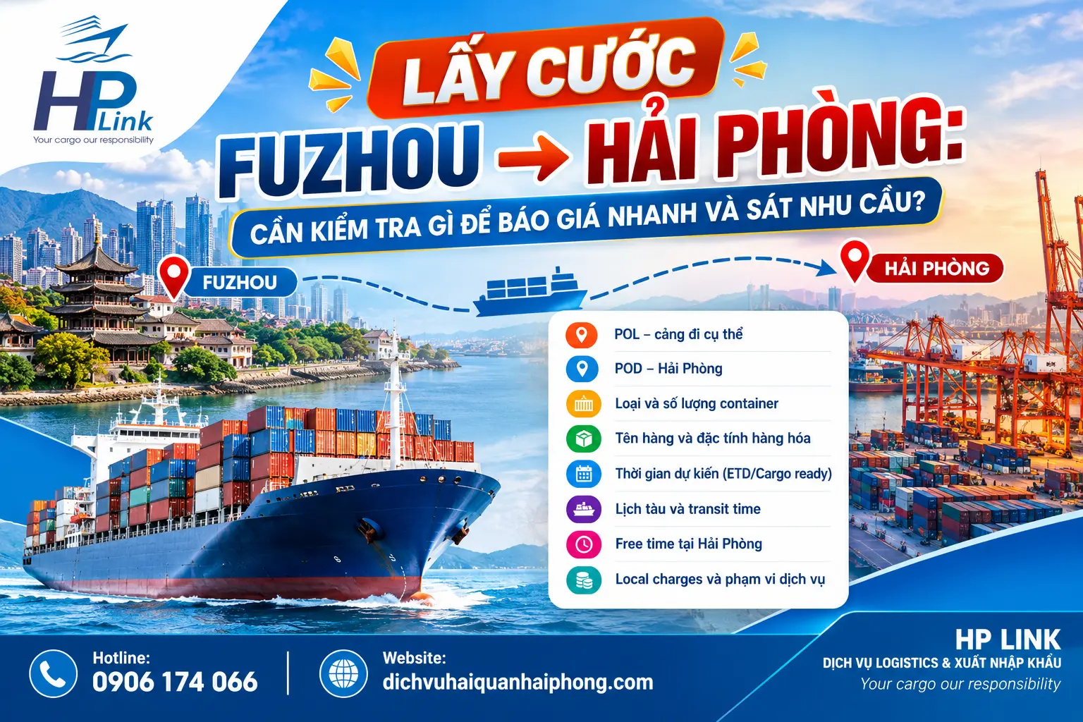 LẤY CƯỚC FUZHOU → HẢI PHÒNG: CẦN KIỂM TRA GÌ ĐỂ BÁO GIÁ NHANH VÀ SÁT NHU CẦU?