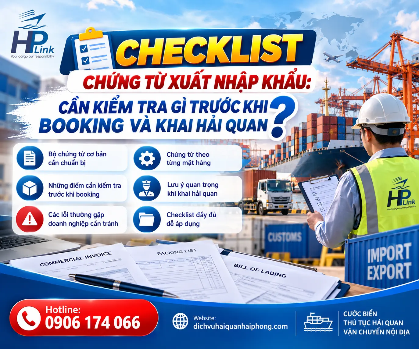 CHECKLIST CHỨNG TỪ XUẤT NHẬP KHẨU: CẦN KIỂM TRA GÌ TRƯỚC KHI BOOKING VÀ KHAI HẢI QUAN?