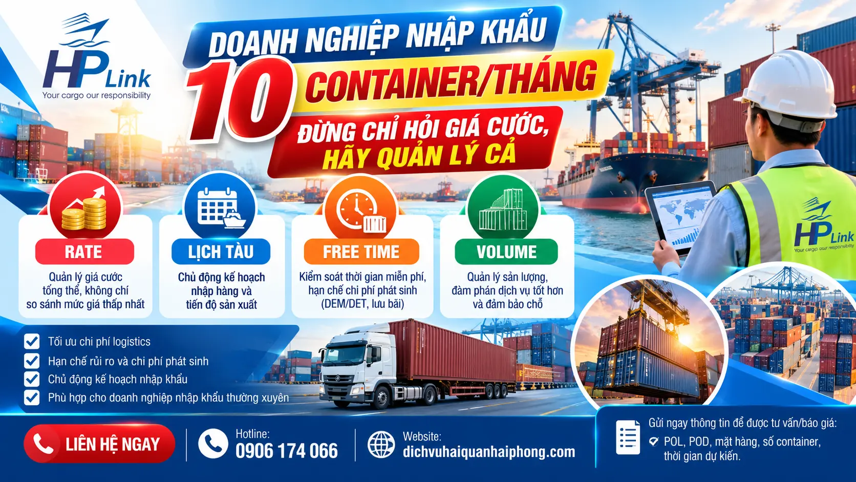 DOANH NGHIỆP NHẬP KHẨU 10 CONTAINER/THÁNG: VÌ SAO CẦN QUẢN LÝ RATE, LỊCH TÀU, FREE TIME VÀ VOLUME?