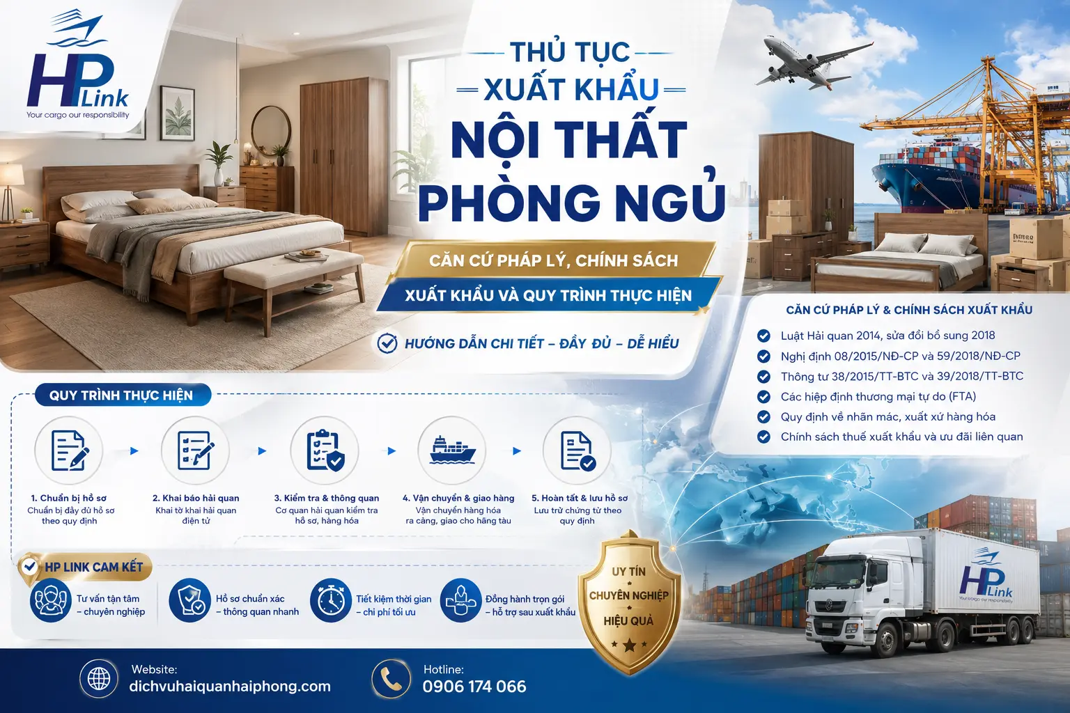 Thủ tục xuất khẩu nội thất phòng ngủ – Căn cứ pháp lý, chính sách xuất khẩu và quy trình thực hiện