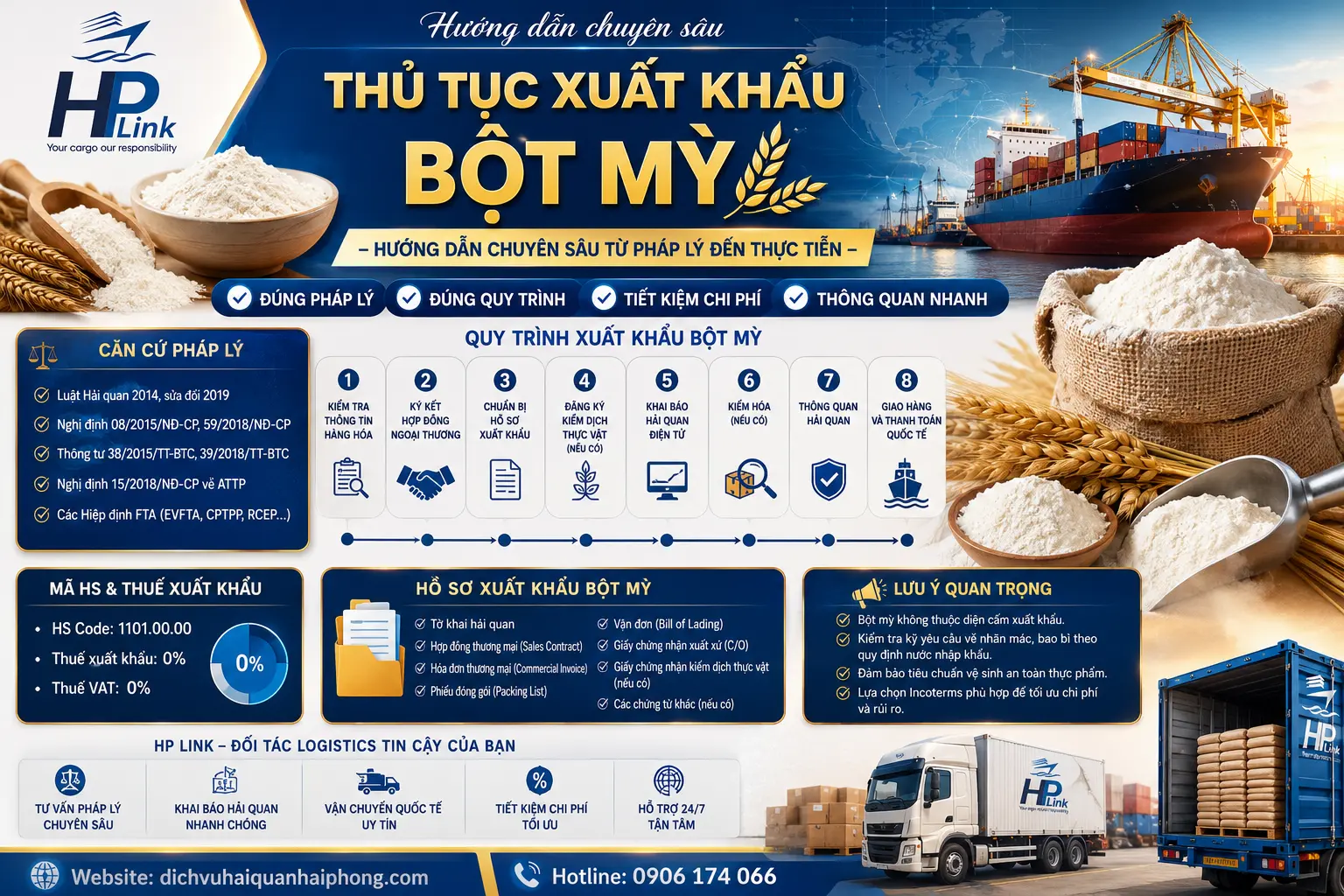 THỦ TỤC XUẤT KHẨU BỘT MỲ – HƯỚNG DẪN CHUYÊN SÂU TỪ PHÁP LÝ ĐẾN THỰC TIỄN