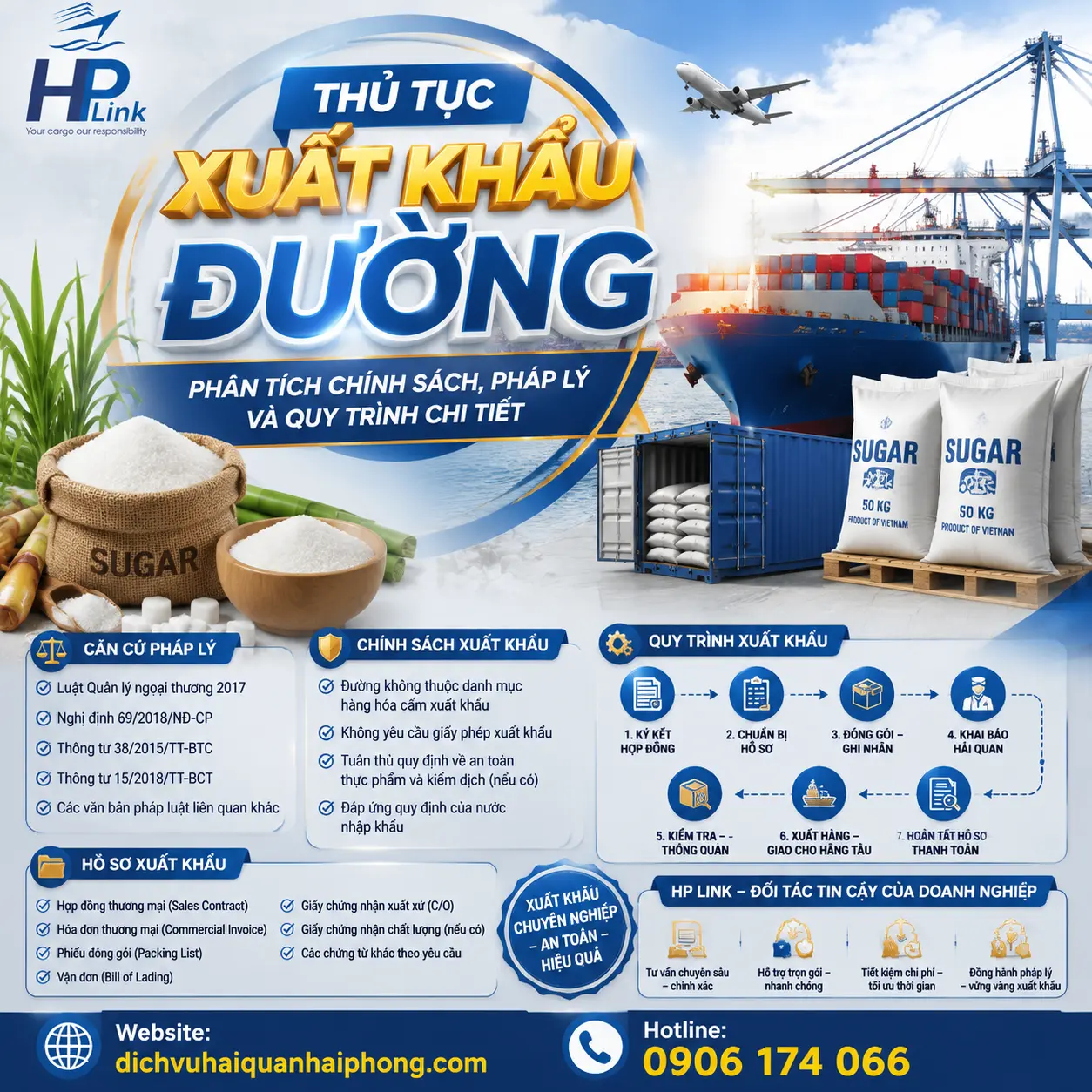 THỦ TỤC XUẤT KHẨU ĐƯỜNG – PHÂN TÍCH CHÍNH SÁCH, PHÁP LÝ VÀ QUY TRÌNH CHI TIẾT