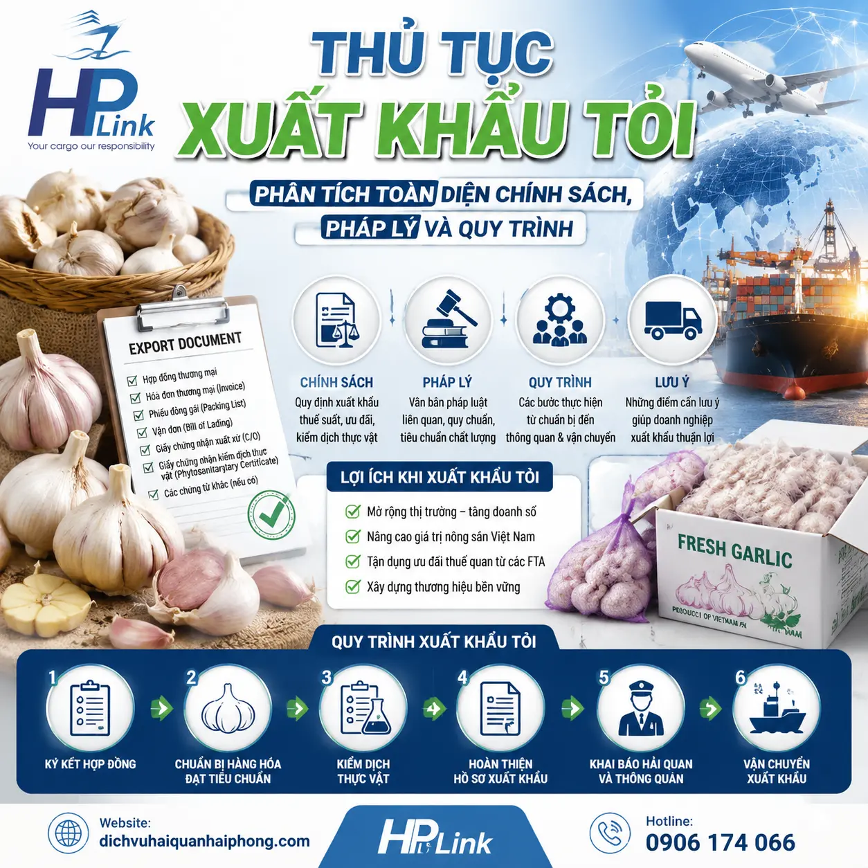 THỦ TỤC XUẤT KHẨU TỎI – PHÂN TÍCH TOÀN DIỆN CHÍNH SÁCH, PHÁP LÝ VÀ QUY TRÌNH