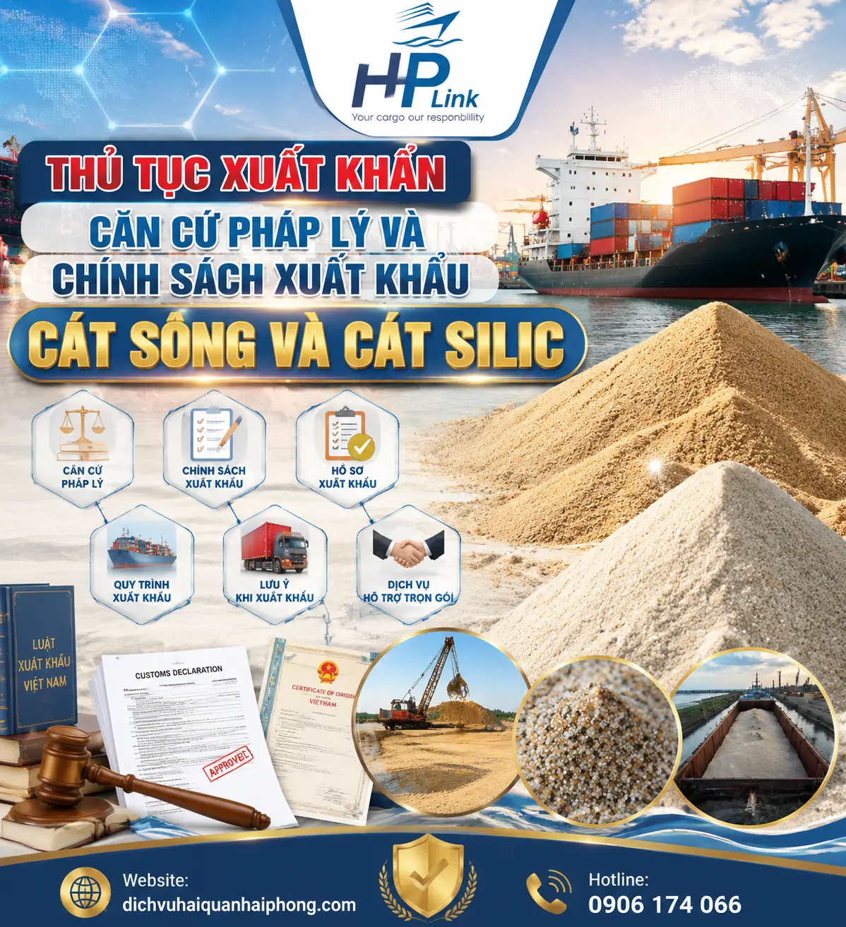 THỦ TỤC XUẤT KHẨU, CĂN CỨ PHÁP LÝ VÀ CHÍNH SÁCH XUẤT KHẨU CÁT SÔNG VÀ CÁT SILIC