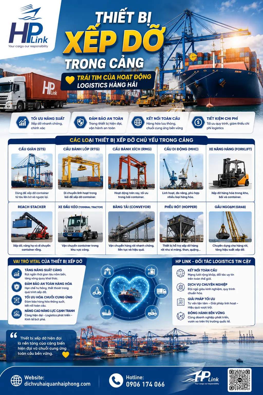 ⚓ Thiết bị xếp dỡ trong cảng – Trái tim của hoạt động logistics hàng hải 🚢
