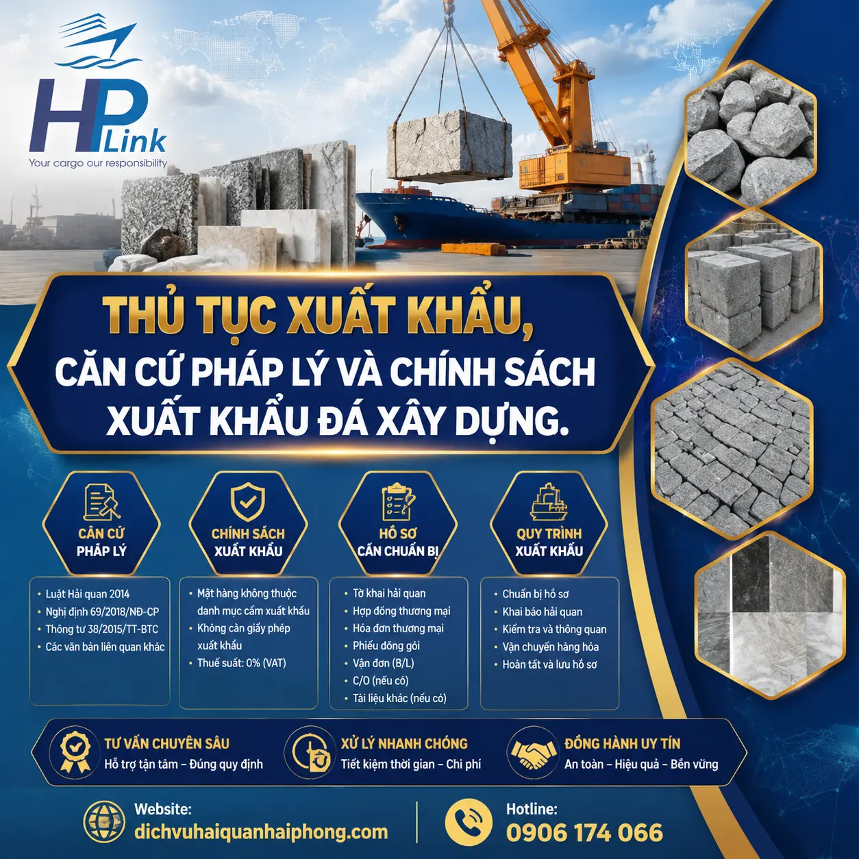 THỦ TỤC XUẤT KHẨU, CĂN CỨ PHÁP LÝ VÀ CHÍNH SÁCH XUẤT KHẨU ĐÁ XÂY DỰNG