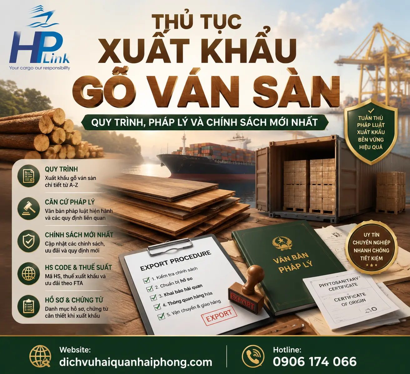 Thủ Tục Xuất Khẩu Gỗ Ván Sàn – Quy Trình, Pháp Lý và Chính Sách Mới Nhất 