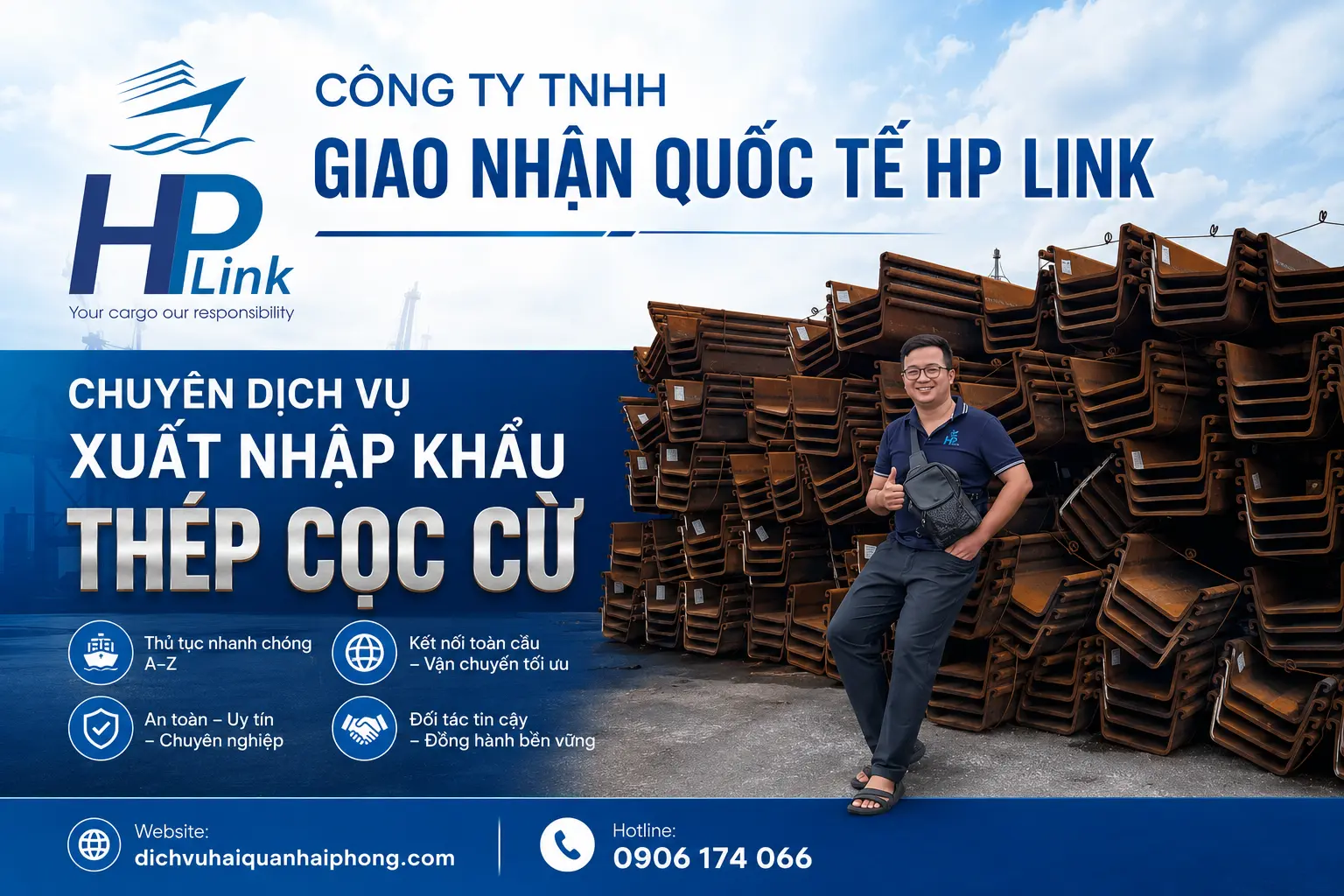 Dịch Vụ Nhập Khẩu Thép Cọc Cừ Trọn Gói – Giải Pháp Logistics Chuyên Nghiệp Từ HP LINK
