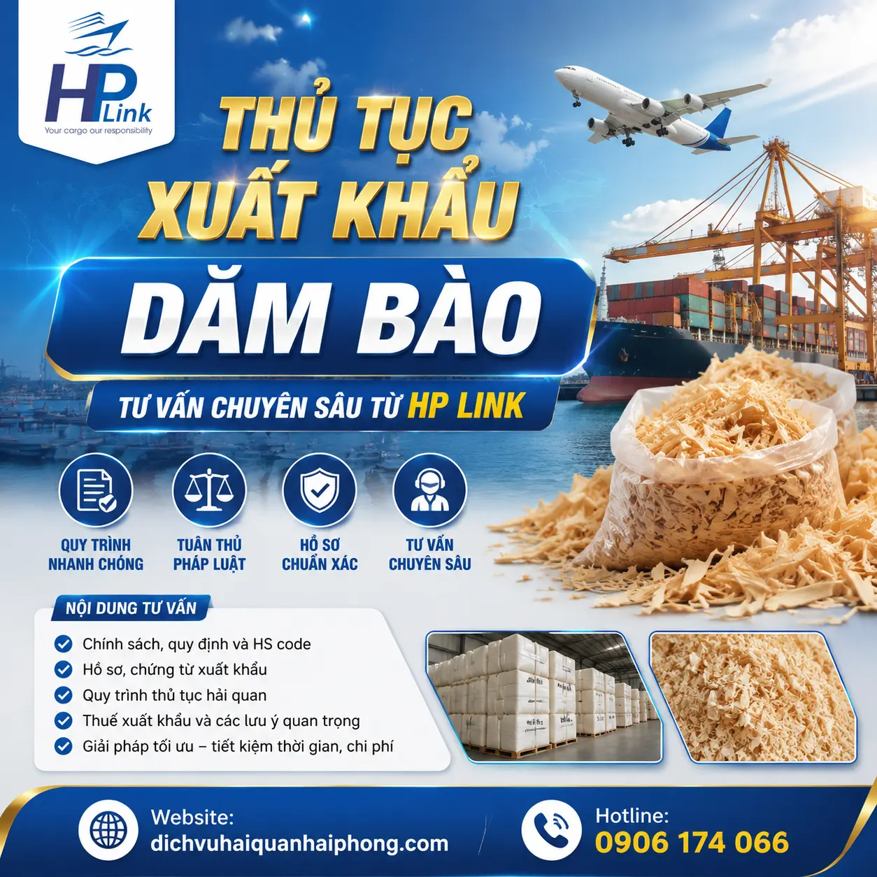 THỦ TỤC XUẤT KHẨU DĂM BÀO – TƯ VẤN CHUYÊN SÂU TỪ HP LINK