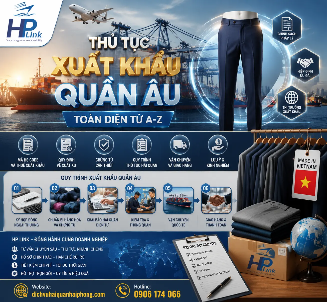 THỦ TỤC XUẤT KHẨU QUẦN ÂU – TOÀN DIỆN TỪ A-Z