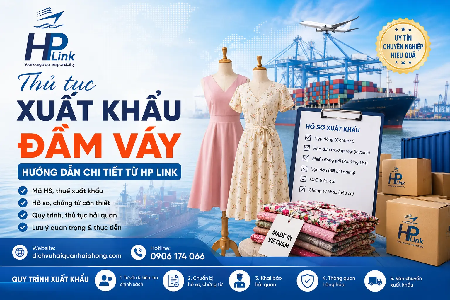Thủ tục xuất khẩu ĐẦM VÁY – Hướng dẫn chi tiết từ HP LINK
