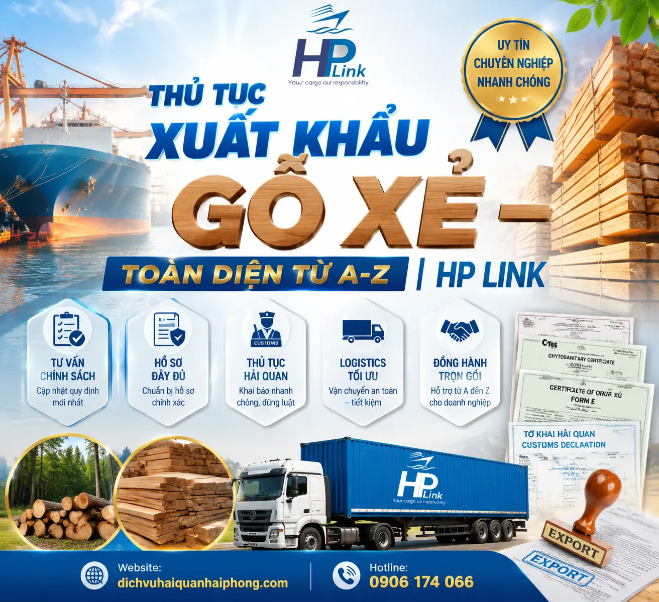 THỦ TỤC XUẤT KHẨU GỖ XẺ – TOÀN DIỆN TỪ A-Z | HP LINK