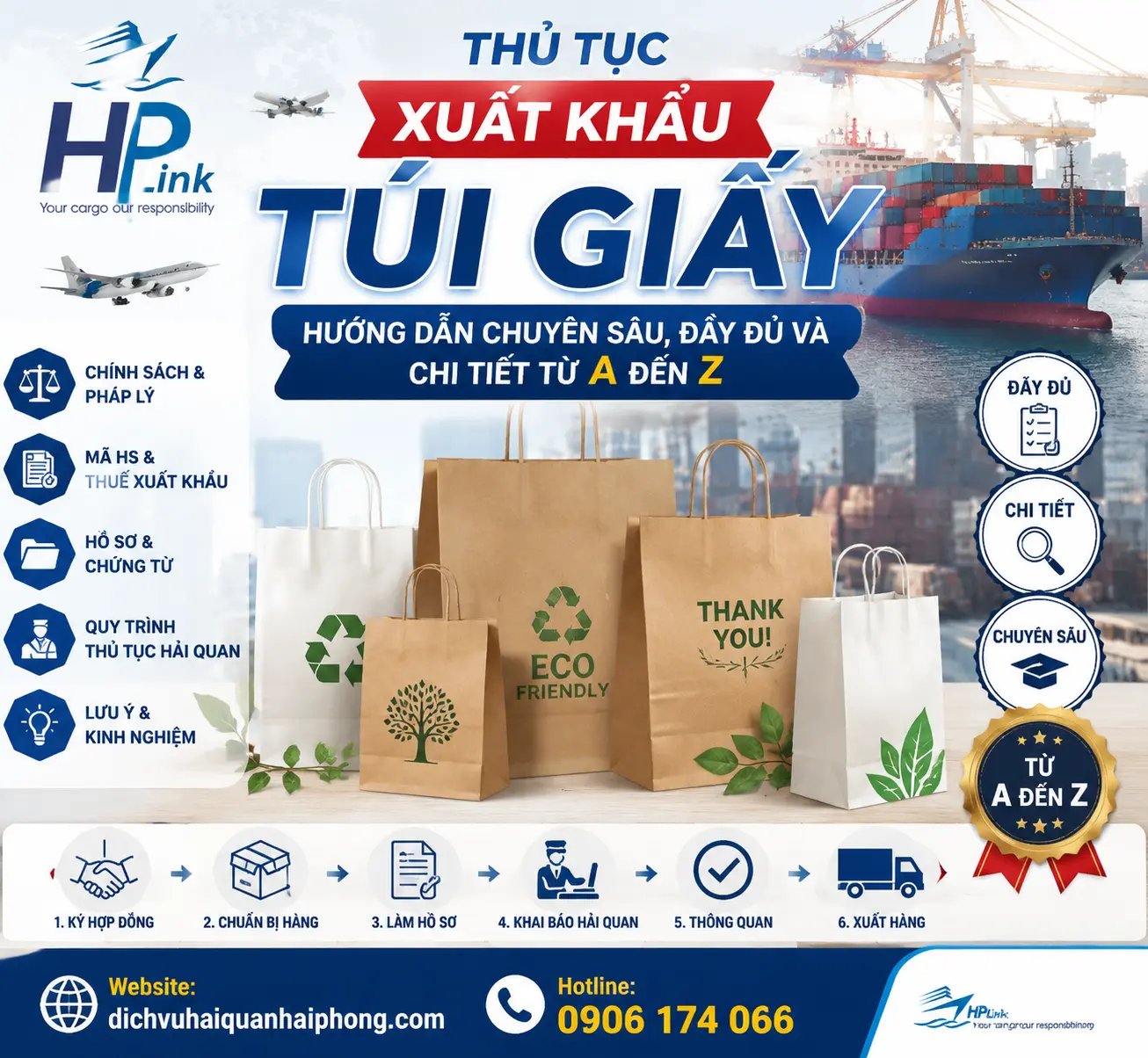 THỦ TỤC XUẤT KHẨU TÚI GIẤY – HƯỚNG DẪN CHUYÊN SÂU, ĐẦY ĐỦ VÀ CHI TIẾT TỪ A ĐẾN Z