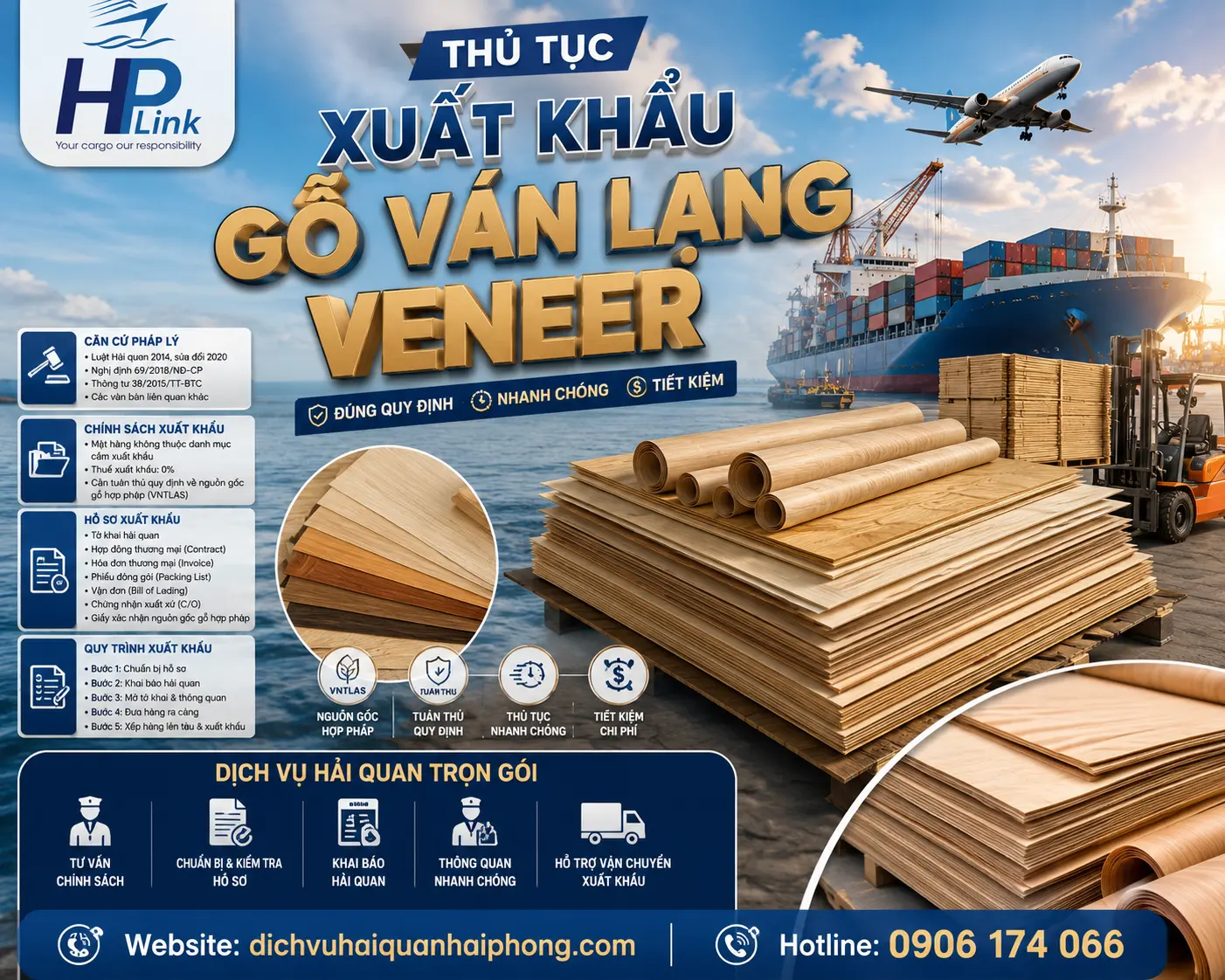 THỦ TỤC XUẤT KHẨU GỖ VÁN LẠNG VENEER