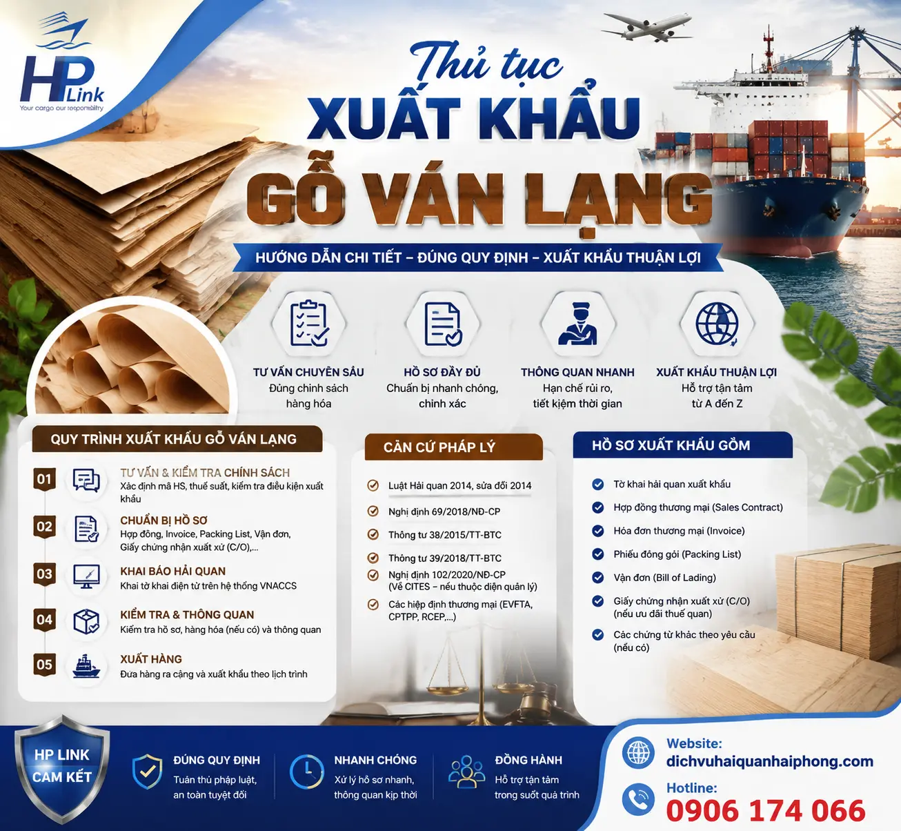 Thủ tục xuất khẩu gỗ ván lạng