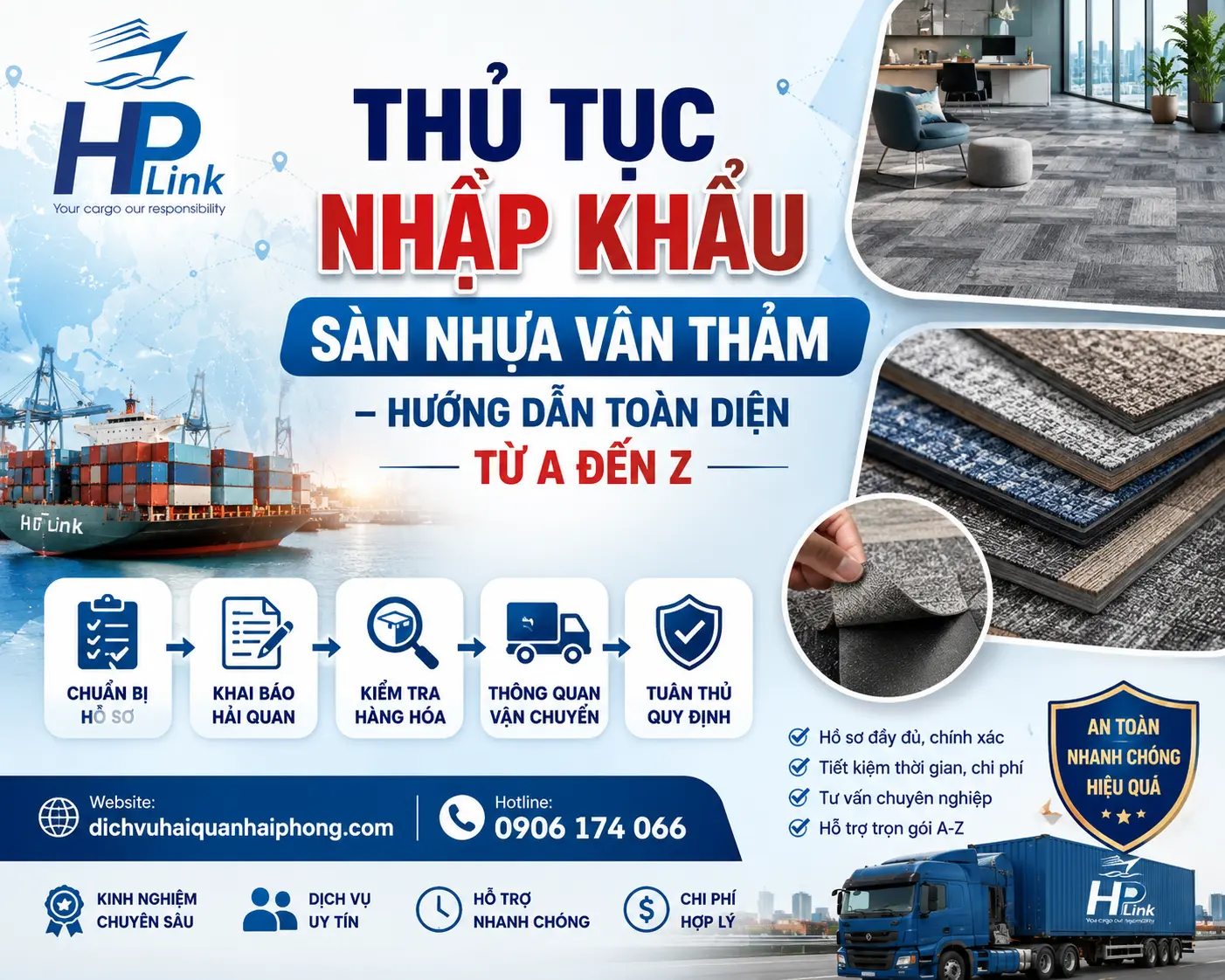 ✅ THỦ TỤC NHẬP KHẨU SÀN NHỰA VÂN THẢM – HƯỚNG DẪN TOÀN DIỆN TỪ A ĐẾN Z
