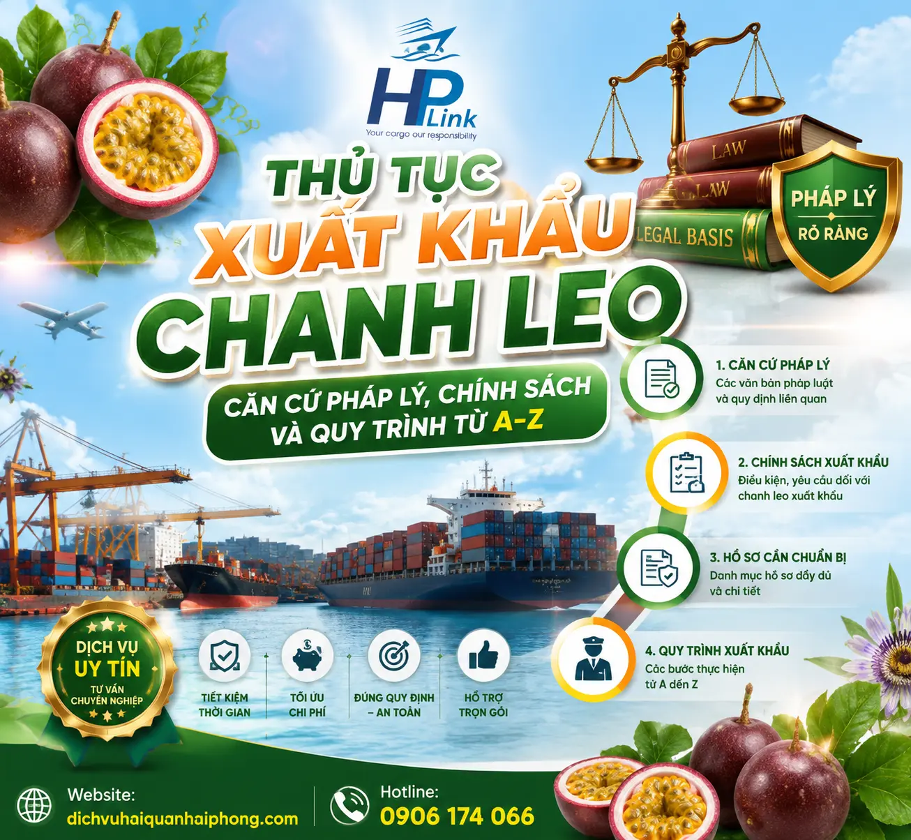 THỦ TỤC XUẤT KHẨU CHANH LEO – CĂN CỨ PHÁP LÝ, CHÍNH SÁCH VÀ QUY TRÌNH TỪ A-Z