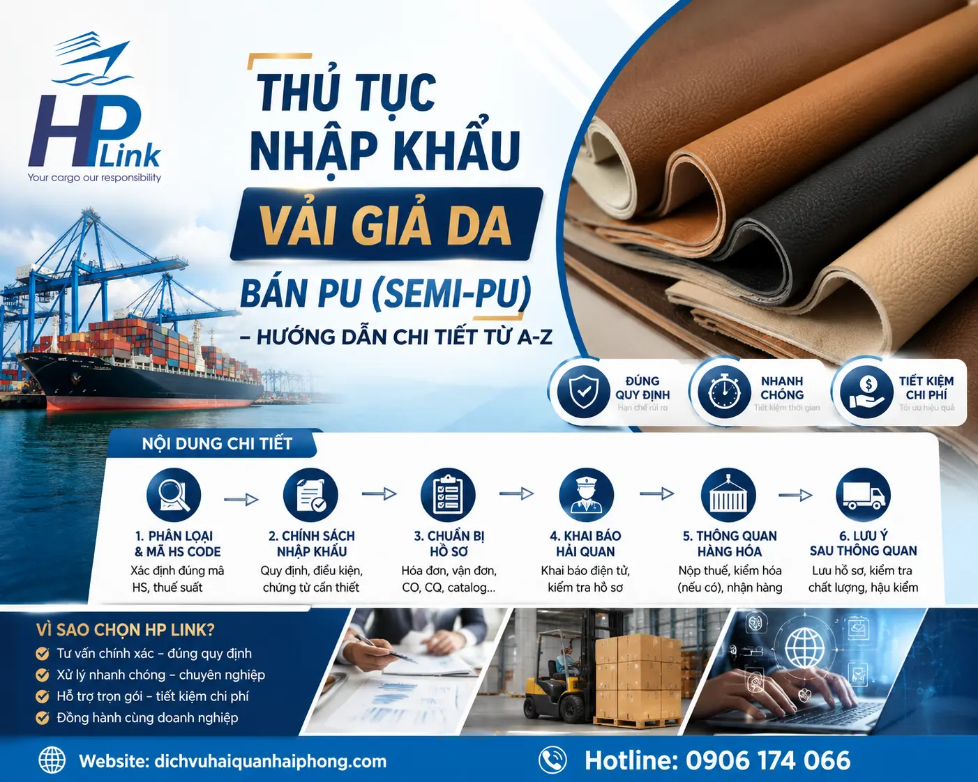 Thủ tục nhập khẩu vải giả da bán PU (semi-PU) – Hướng dẫn chi tiết từ A-Z
