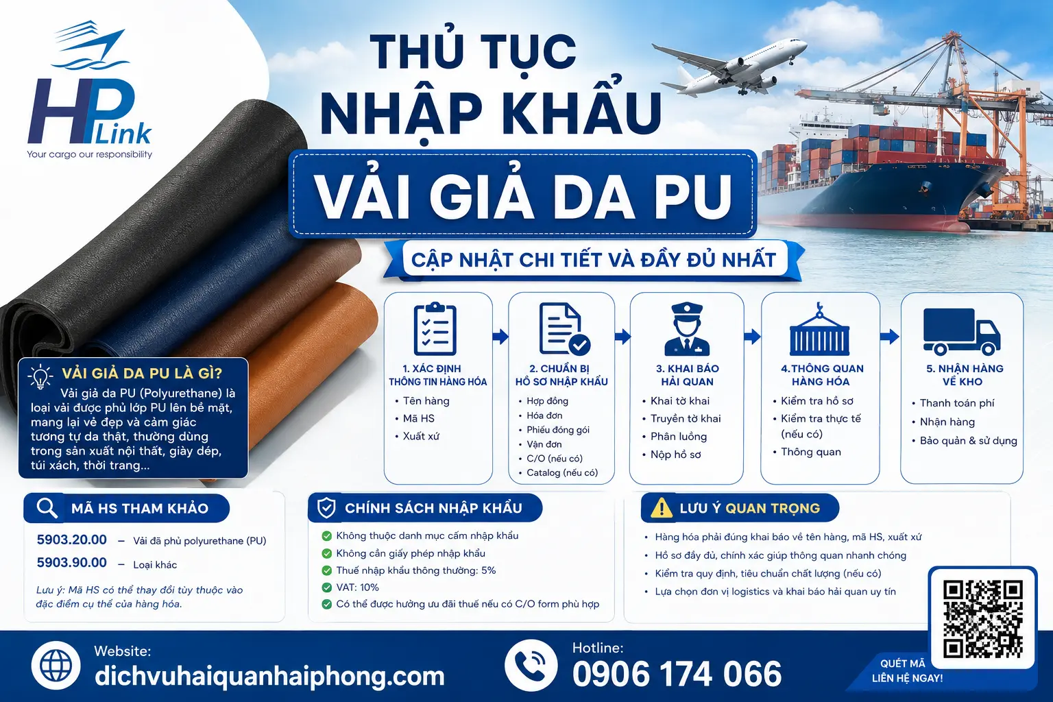Thủ tục nhập khẩu VẢI GIẢ DA PU – Cập nhật chi tiết và đầy đủ nhất