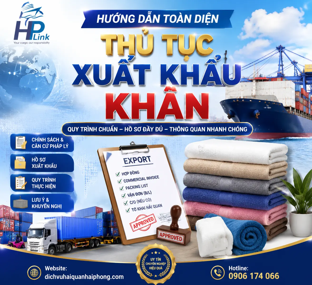 HƯỚNG DẪN TOÀN DIỆN THỦ TỤC XUẤT KHẨU KHĂN – TỪ HP LINK