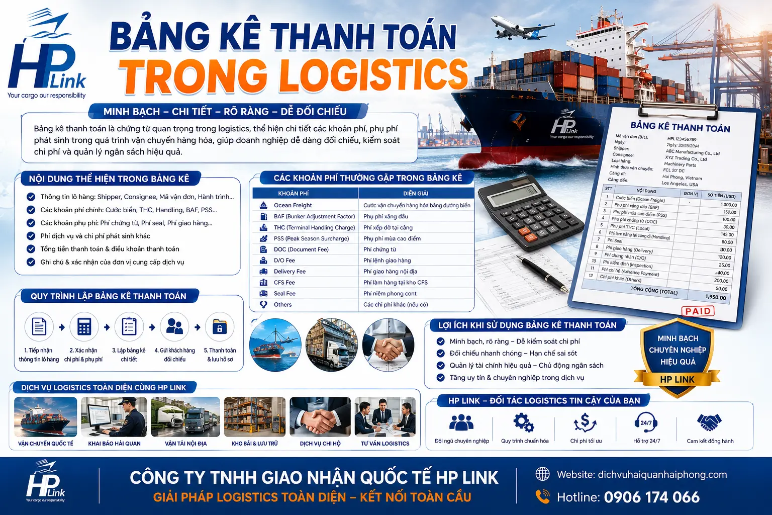 BẢNG KÊ THANH TOÁN TRONG LOGISTICS