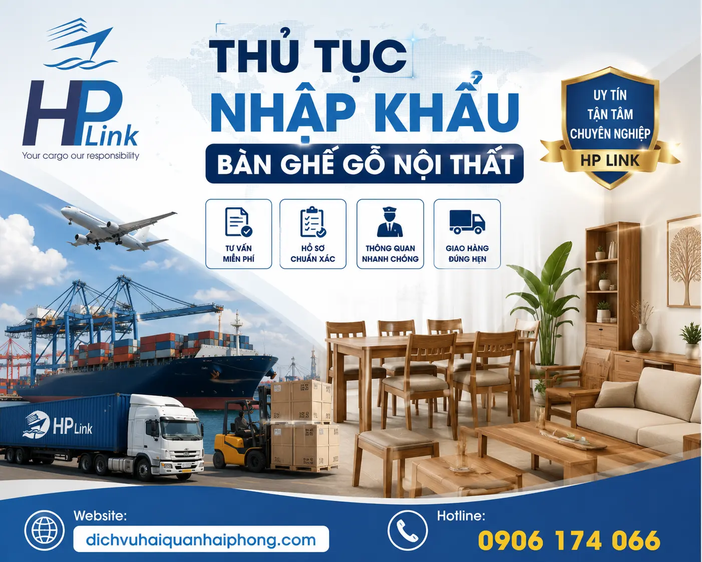 THỦ TỤC NHẬP KHẨU BÀN GHẾ GỖ NỘI THẤT