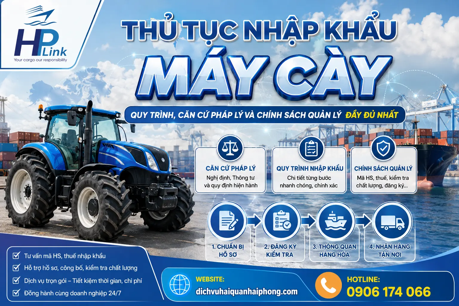 Thủ tục nhập khẩu máy cày: Quy trình, căn cứ pháp lý và chính sách quản lý đầy đủ nhất