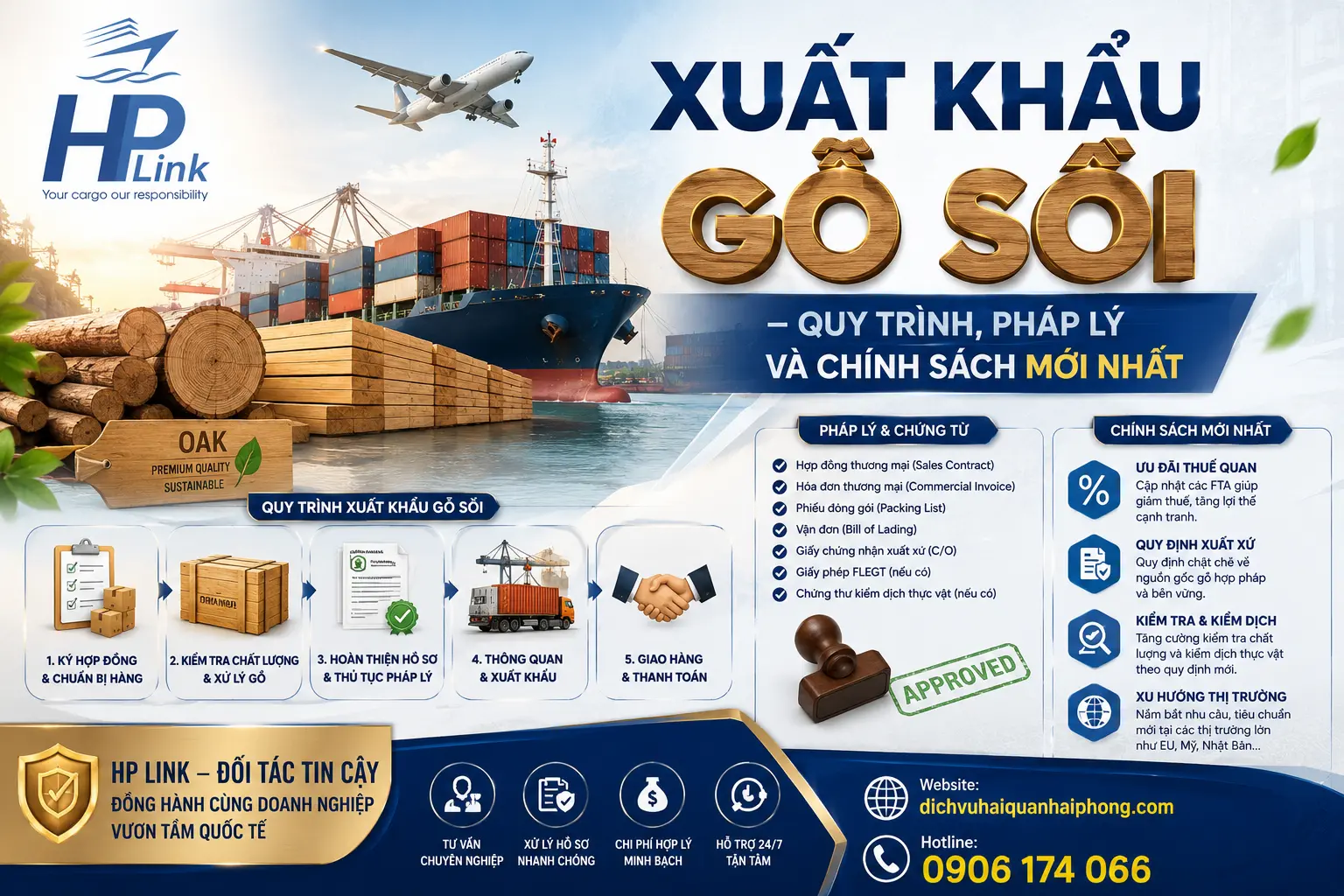 XUẤT KHẨU GỖ SỒI – QUY TRÌNH, PHÁP LÝ VÀ CHÍNH SÁCH MỚI NHẤT