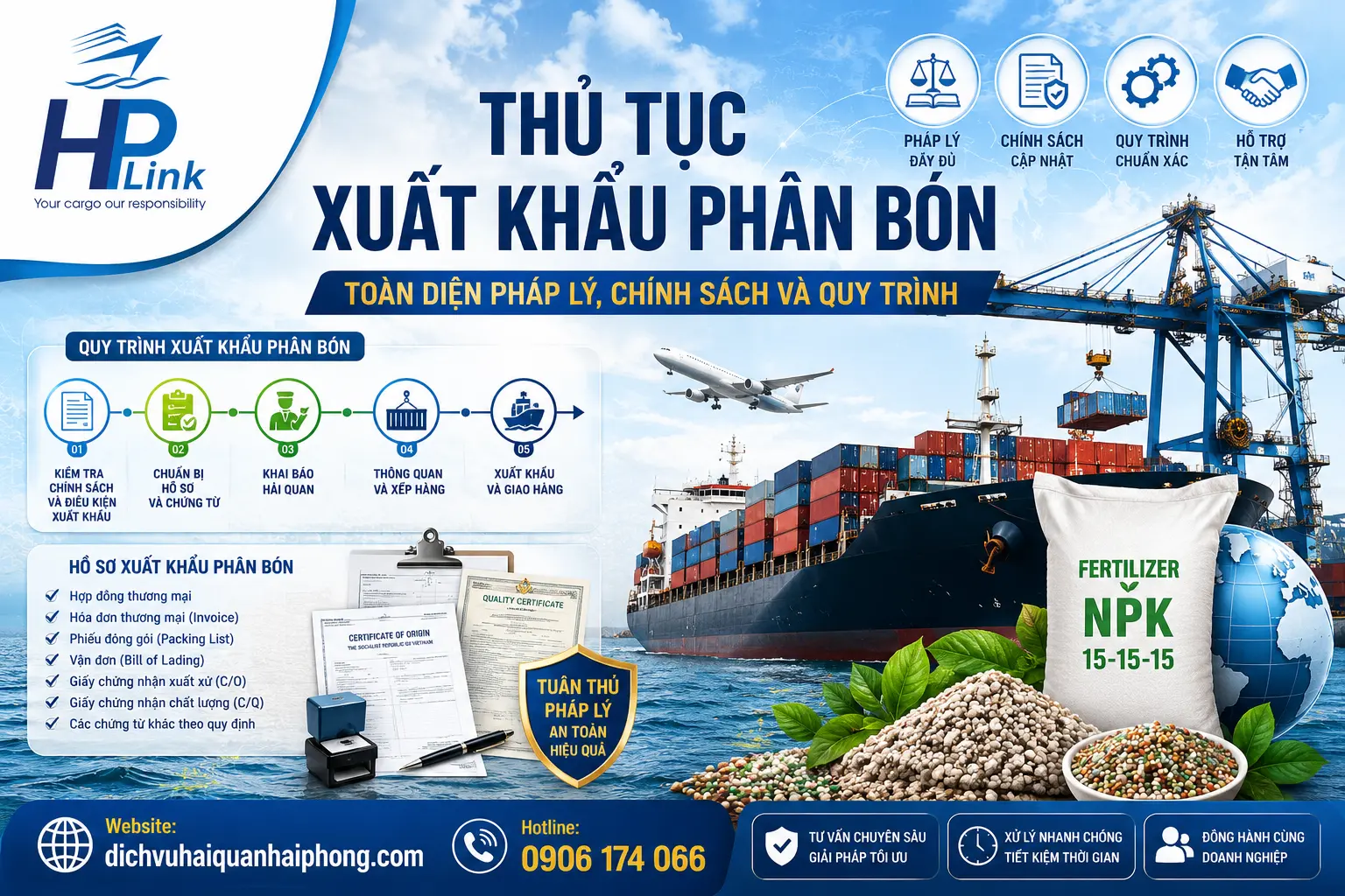THỦ TỤC XUẤT KHẨU PHÂN BÓN – TOÀN DIỆN PHÁP LÝ, CHÍNH SÁCH VÀ QUY TRÌNH