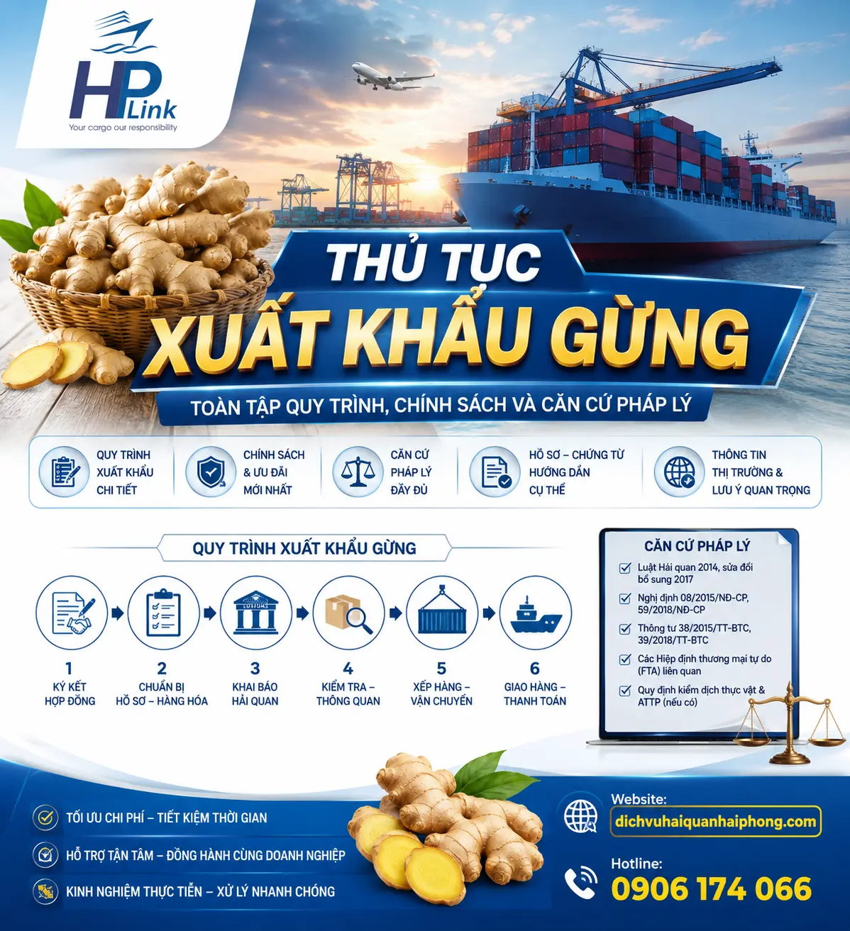 THỦ TỤC XUẤT KHẨU GỪNG – TOÀN TẬP QUY TRÌNH, CHÍNH SÁCH VÀ CĂN CỨ PHÁP LÝ