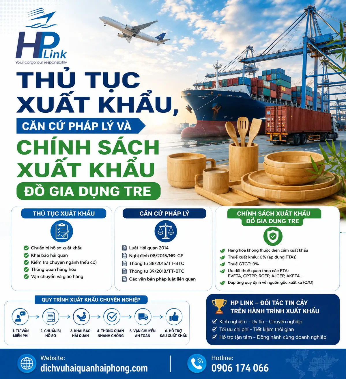 THỦ TỤC XUẤT KHẨU, CĂN CỨ PHÁP LÝ VÀ CHÍNH SÁCH XUẤT KHẨU ĐỒ GIA DỤNG TRE