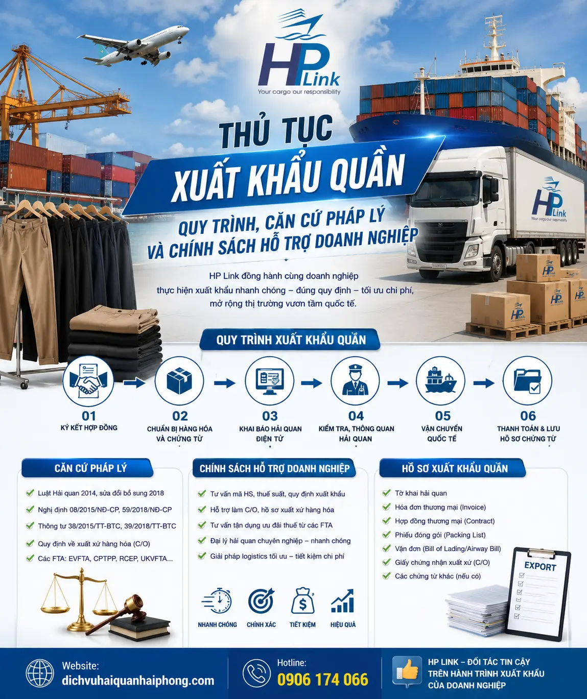 THỦ TỤC XUẤT KHẨU QUẦN – QUY TRÌNH, CĂN CỨ PHÁP LÝ VÀ CHÍNH SÁCH HỖ TRỢ DOANH NGHIỆP