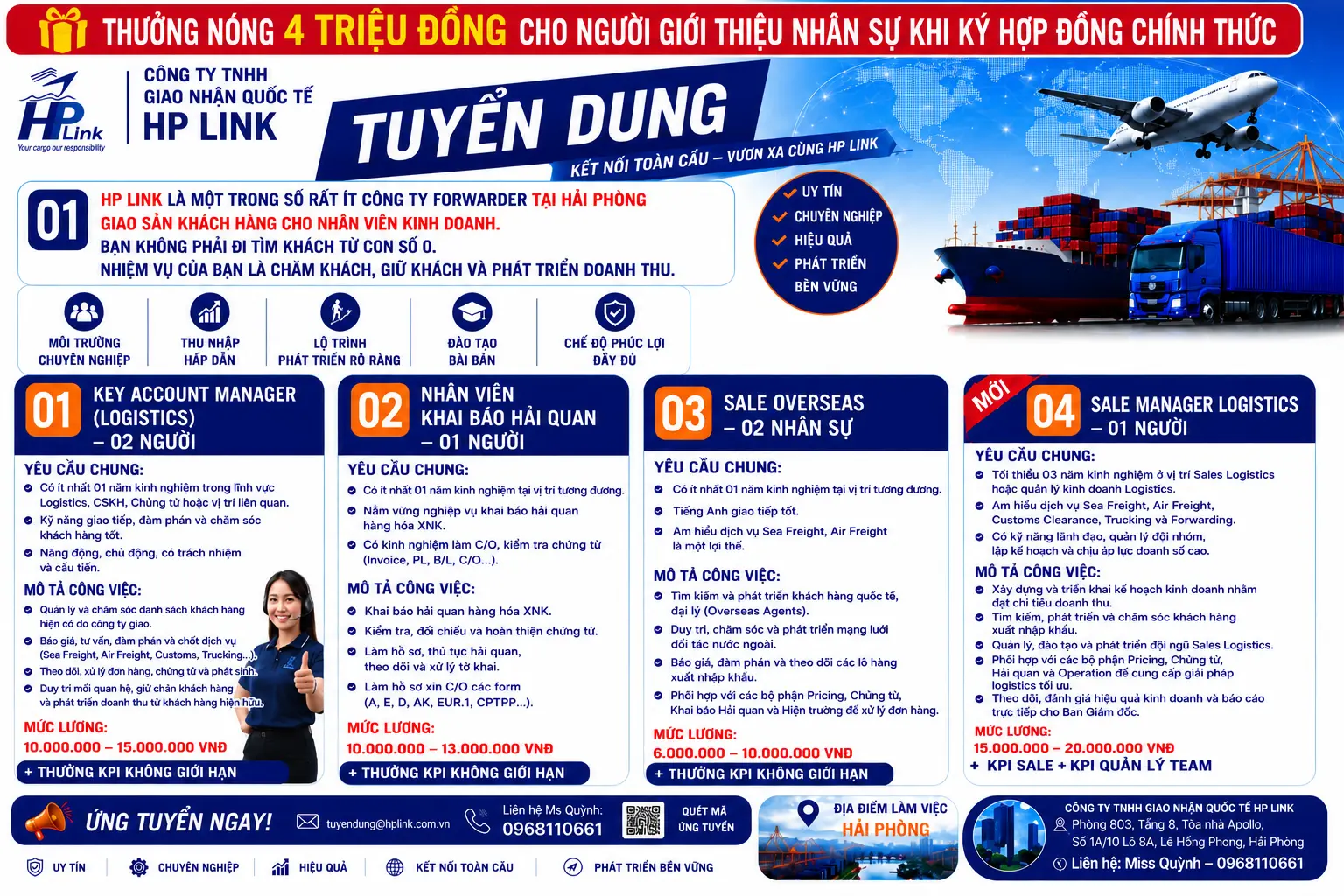 HP LINK TUYỂN DỤNG CÁC VỊ TRÍ NHÂN SỰ LOGISTICS