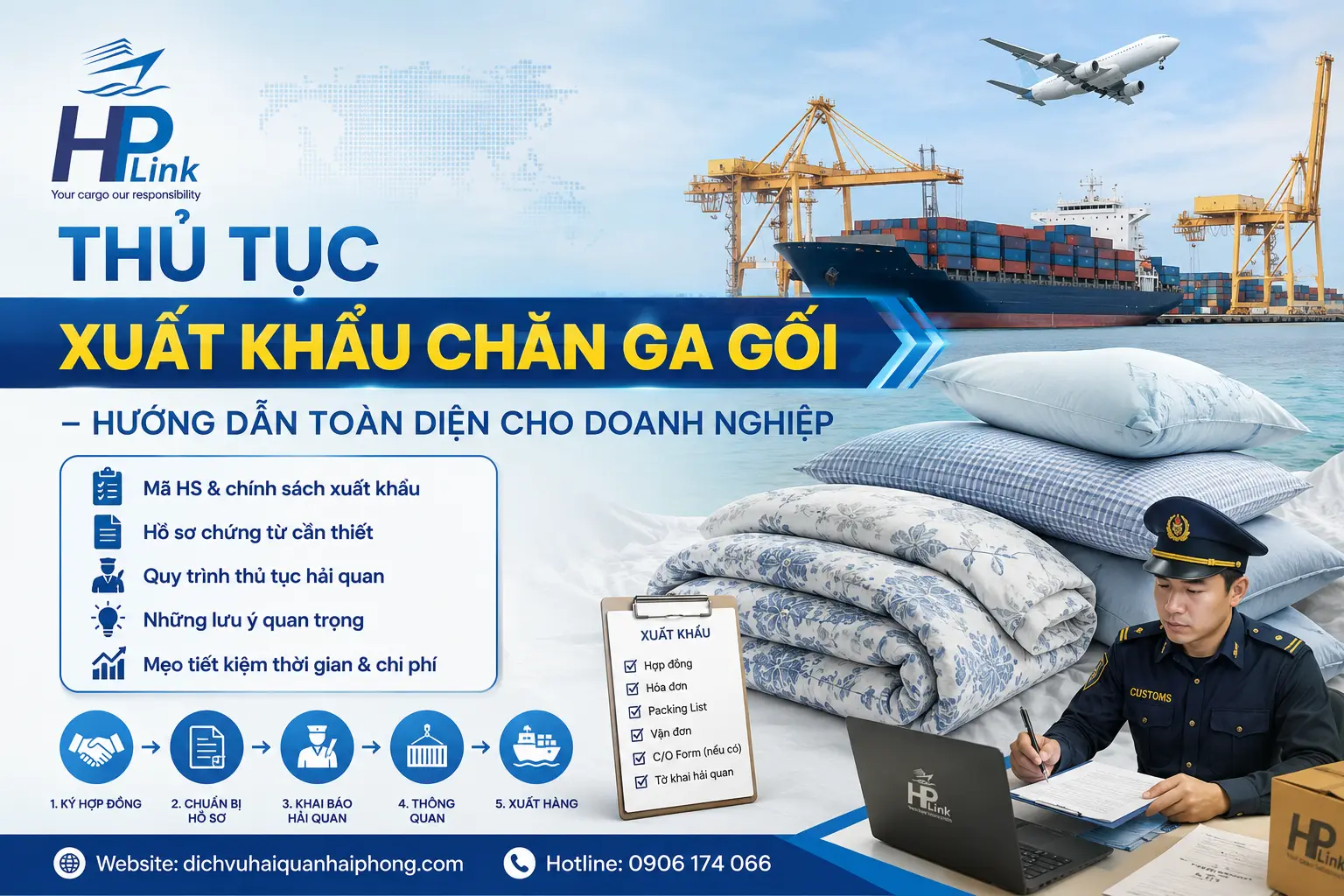 THỦ TỤC XUẤT KHẨU CHĂN GA GỐI – HƯỚNG DẪN TOÀN DIỆN CHO DOANH NGHIỆP
