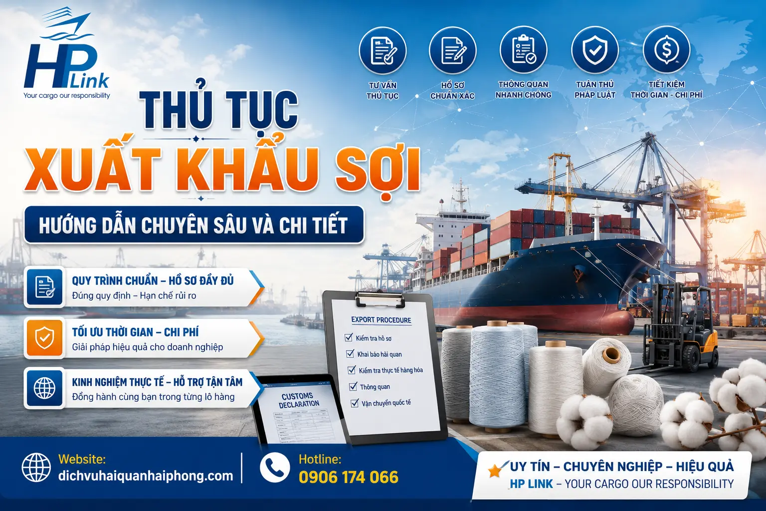 THỦ TỤC XUẤT KHẨU SỢI – HƯỚNG DẪN CHUYÊN SÂU VÀ CHI TIẾT