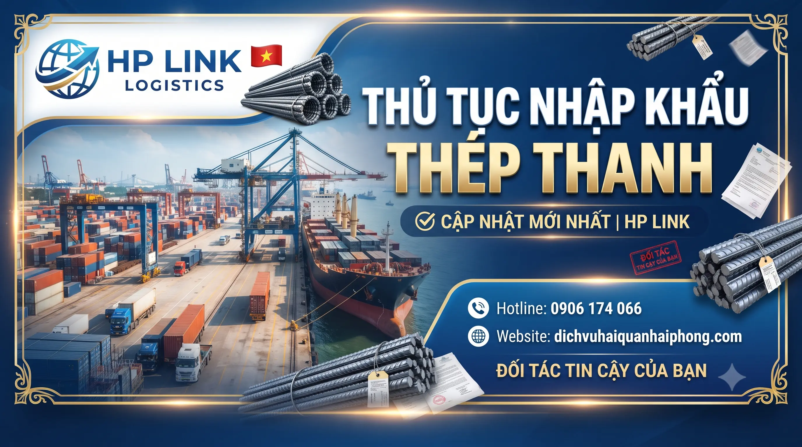 Thủ Tục Nhập Khẩu Thép Thanh ✅ Cập Nhật Mới Nhất | HP LINK